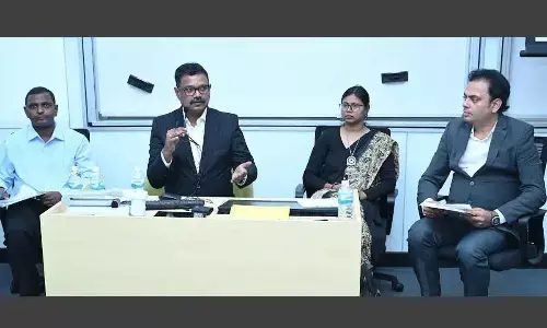 Joint Directorate General of Foreign Trade B N Ramesh speaking at the round table conference held at GITAM in Visakhapatnam on Tuesday