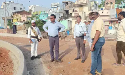 Commissioner R Sriramulu Naidu visiting water tanks in Vizianagaram on Tuesday