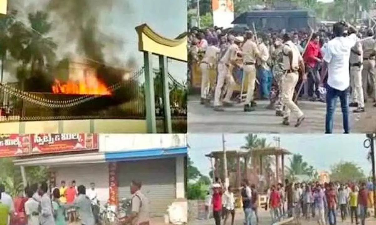 File photo of violent incidents that took place in Amalapuram on Tuesday