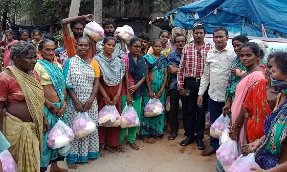 Members of ‘Charity Box’ reaching out to the needy in Visakhapatnam