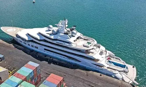 The superyacht Amadea is docked at the Queens Wharf in Lautoka, Fiji, on April 15 2022. (Photo |AP)