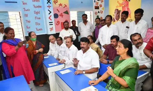 Sabitha Indra Reddy inspects infra works at two government schools in Hyderabad