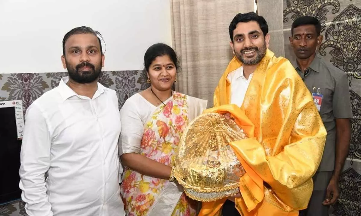 Kaivalya Reddy, daughter of Venkatagiri MLA and YSR Congress leader Anam Ramanarayana Reddy, joining TDP at Maha Nadu in Ongole on Saturday