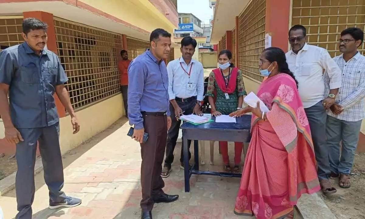 District Collector Himanshu Shukla inspecting an examination centre in Amalapuram on Sunday