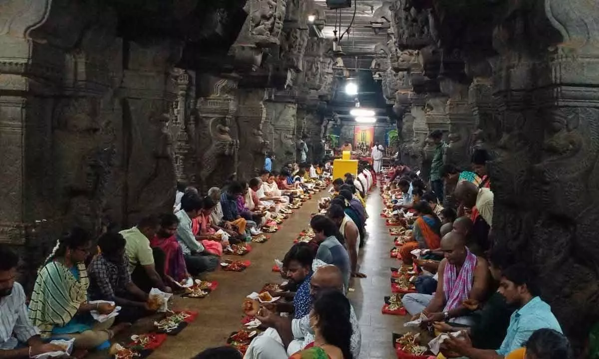Devotees performing Rahu Ketu puja at Srikalahasti temple on Sunday