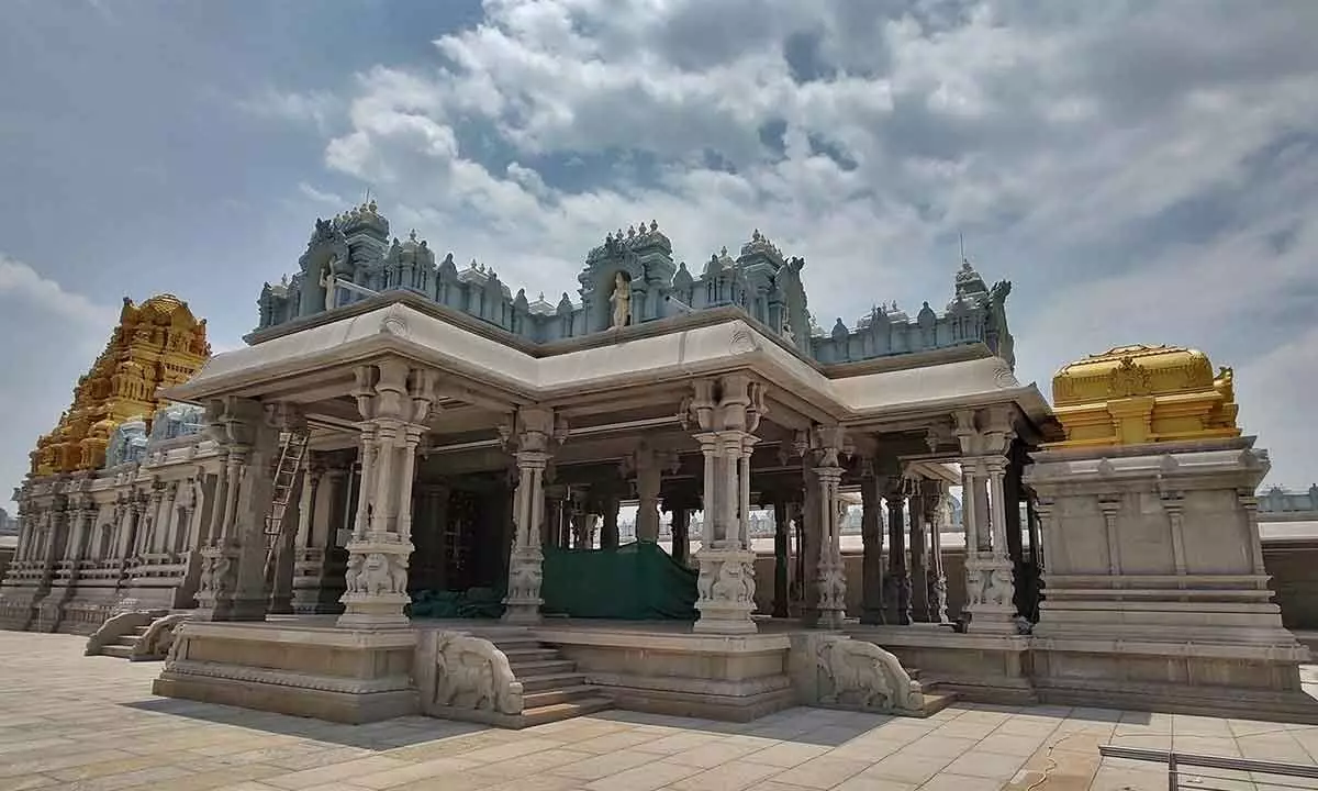 A view of the newly built Sri Venkateswara Swamy temple in Amaravati