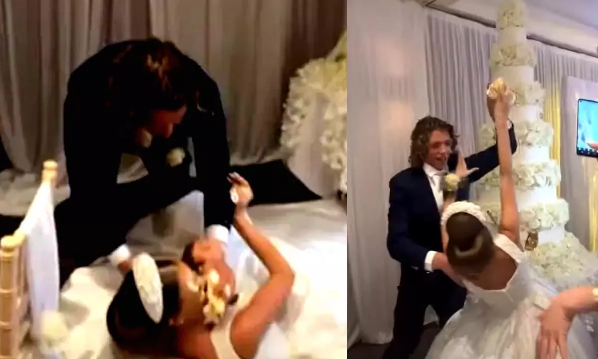 Watch The Trending Video Of Groom Smashing Wedding Cake In Brides Face