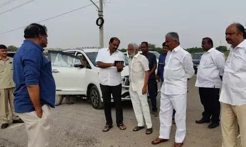 TTD Chairman YV Subba Reddy, Ministers Botcha Satyanarayana, Peddireddy Ramachandra Reddy and MLC Talasila Raghuram at Bible Mission Grounds at Acharya Nagarjuna University in Guntur district on Thursday