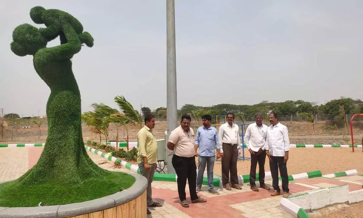 SUDA Chairman Bachu Vijay Kumar inspecting the new SUDA Park which would be inaugurated by the Minister KTR on June 11 at Raghunadhapalem in Khammam on Wednesday