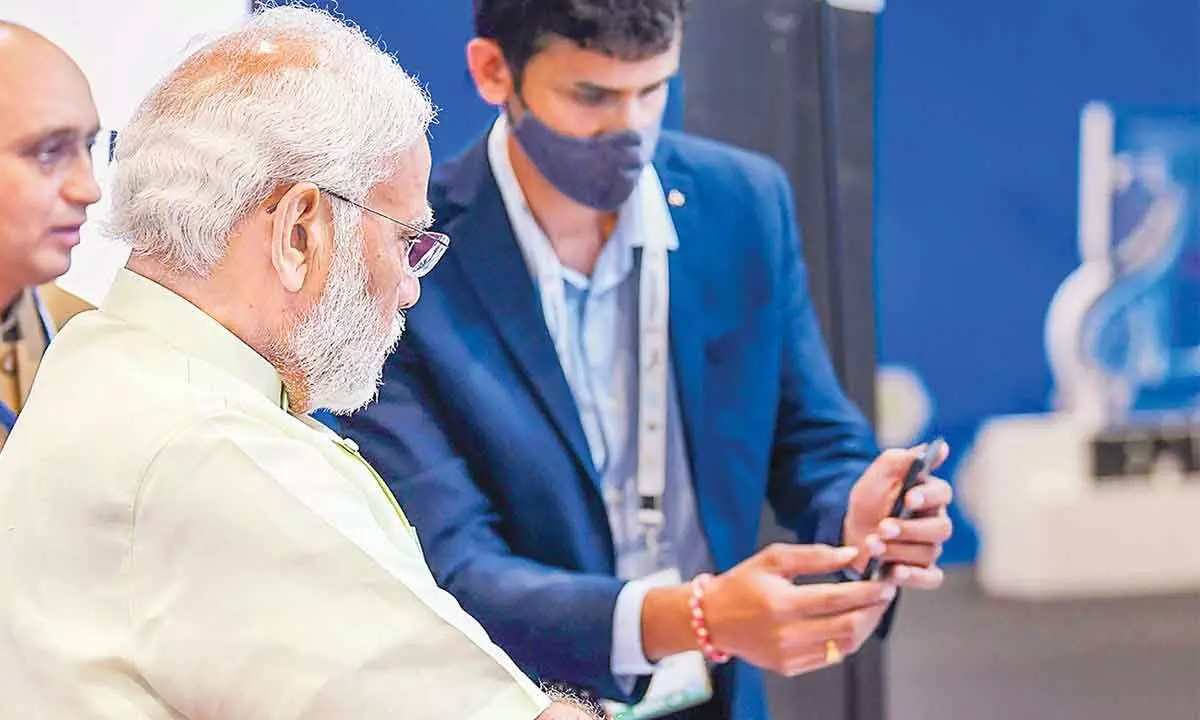 Prime Minister Narendra Modi during the inauguration of Biotech Start-up Expo 2022, at Pragati Maidan in New Delhi on Thursday