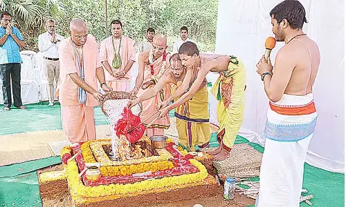 Bhumi puja performed for setting up of centralised kitchen