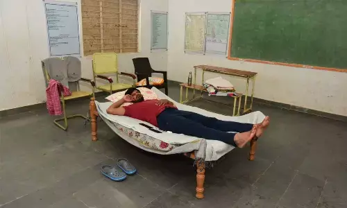 District Collector VP Gautham staying overnight in ZP School  at Maddulapalli village in Kamepalli mandal in the district on Wednesday night as part of Palle Nidra programme