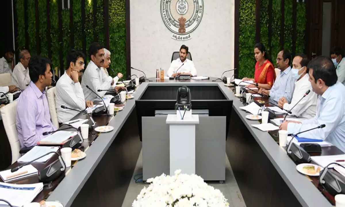 Chief Minister Jagan Mohan Reddy reviewing Medical and Health Department activities at his Camp Office on Monday