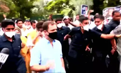 Rahul Gandhi appeared for interrogation in connection with the National Herald case.