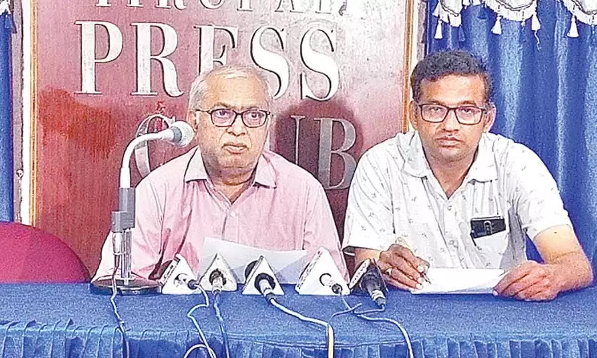 APPGECET convenor Prof R V S Satyanarayana speaking to the media in Tirupati  on Tuesday