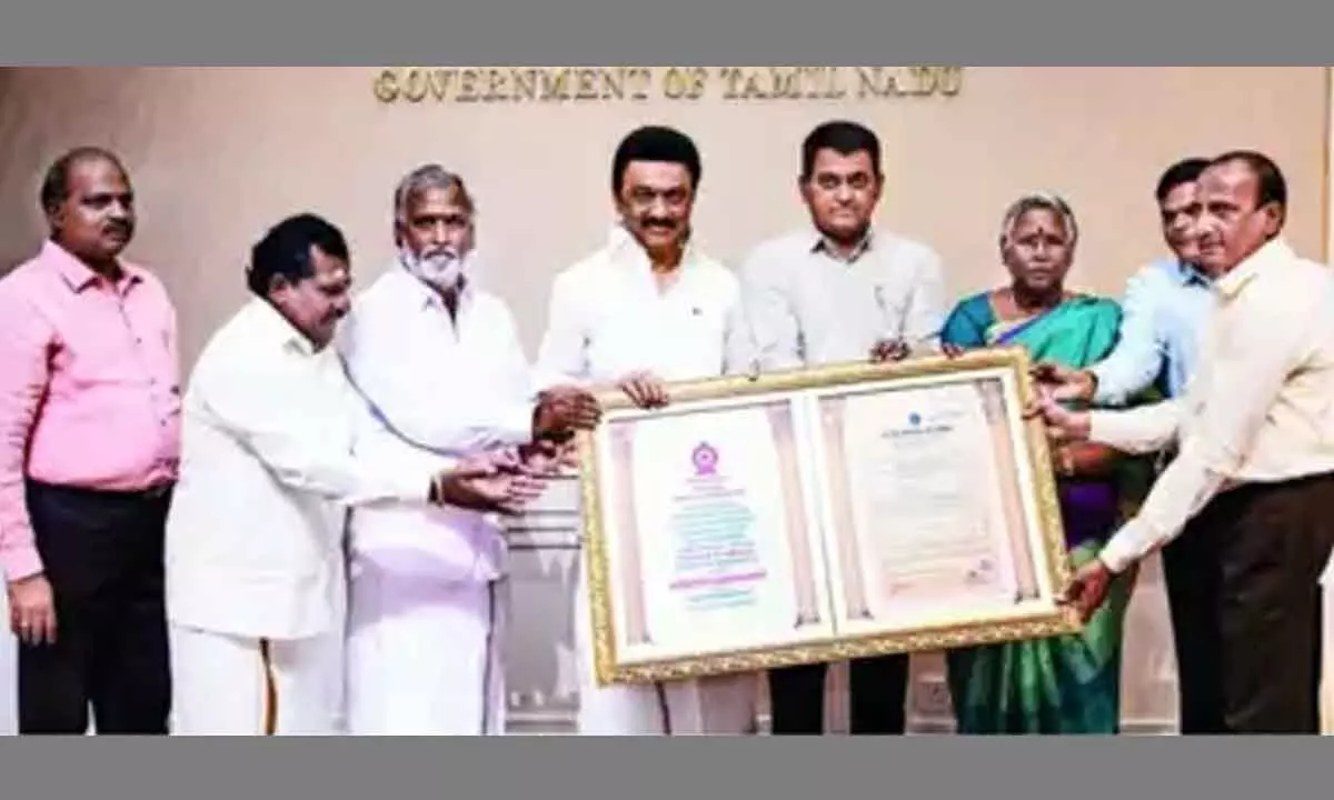 Chief minister M K Stalin hands over the gold bonds to temple authorities on Wednesday