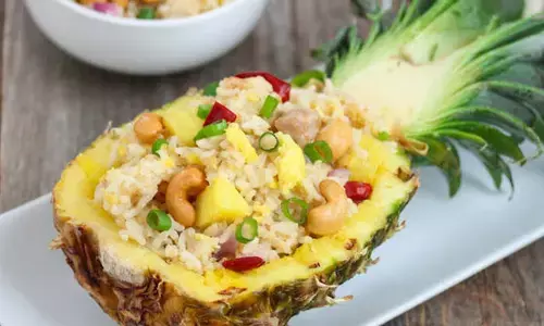 Do not throw the pineapple shells, they make good substitutes for plates.