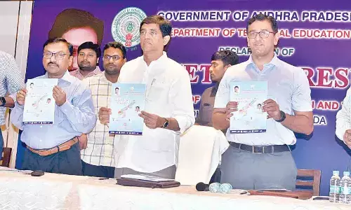 Finance Minister Buggana Rajendranath Reddy releasing Polycet-2022 results in Vijayawada on Saturday