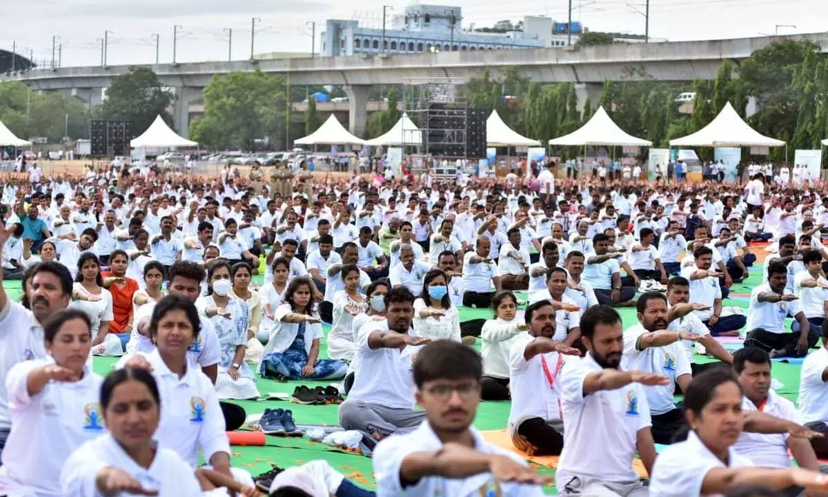 International Yoga Day celebrated in Hyderabad
