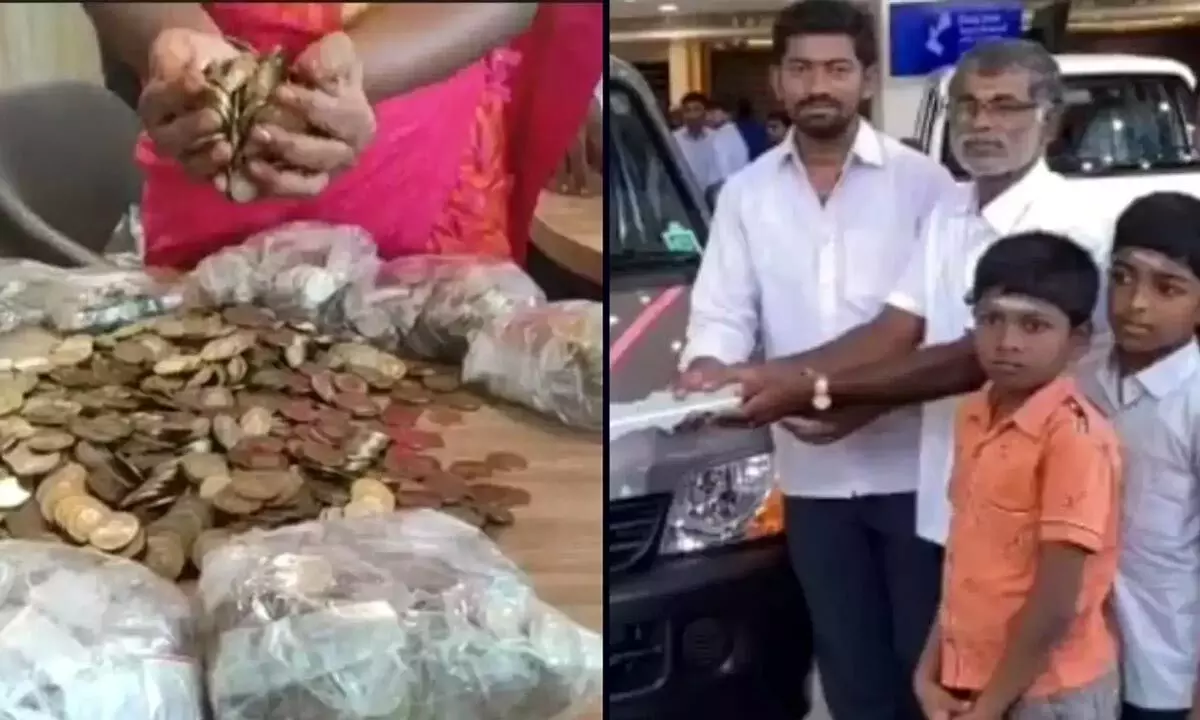 Tamil Nadu man buys Rs 6 lakh car with Rs 10 coins he collected over a month | Picture courtesy: India Today