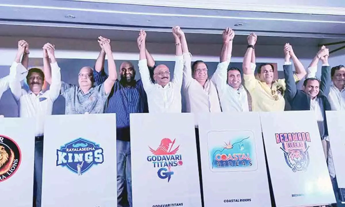 Franchisees logos of APL unveiled by ACA representatives and frachisee owners in Visakhapatnam on Tuesday