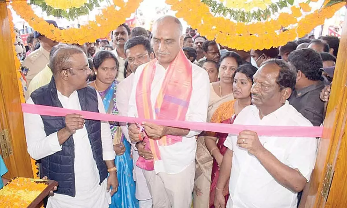 Health Ministre T Harish Rao inaugurating 50-bed Matha Shishu Care Centre in Manthani on Tuesday