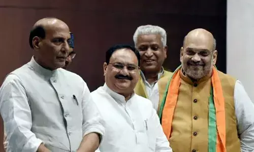 Defense Minister Rajnath Singh, BJP President JP Nadda and Union Minister Amit Shah