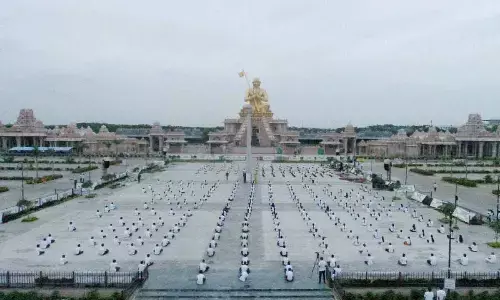 Yoga day organised in Chinna Jeeyar Swamy Ashram