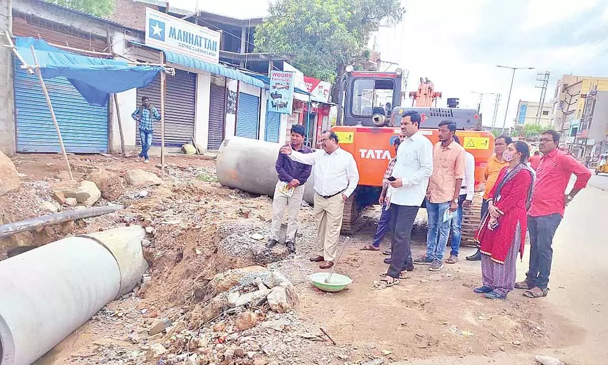 District Collector S Venkat Rao inspecting the national highway works in Mahbubnagar on Wednesday