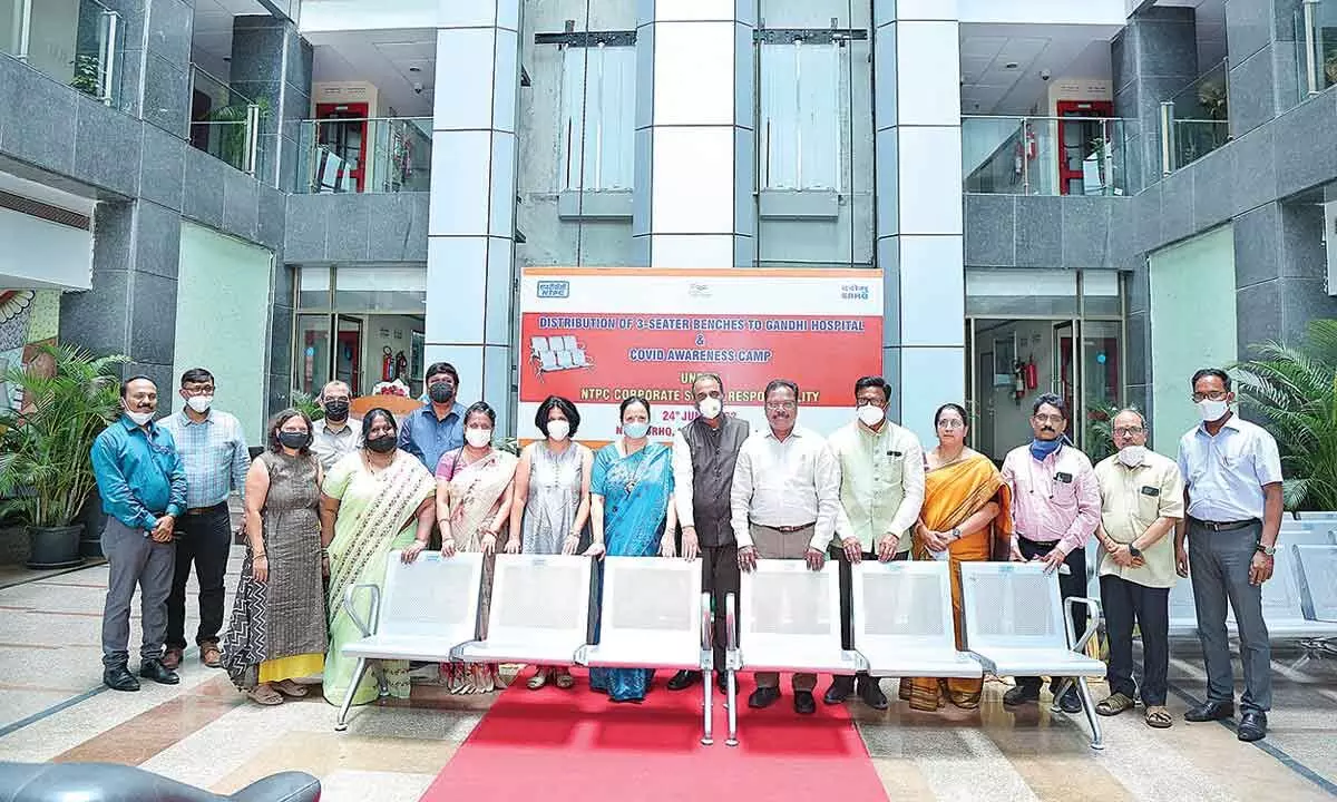 NTPC hands over 50 three-seater benches to Gandhi Hospital