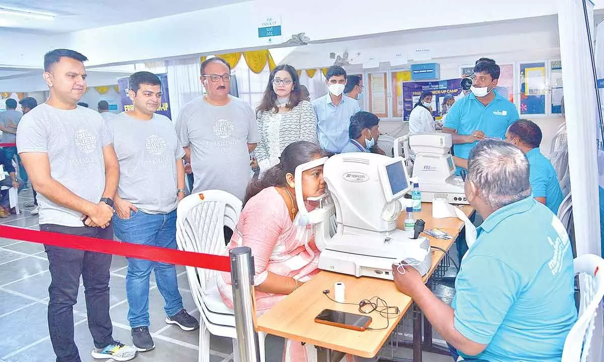 Ismaili CIVIC, an initiative by the Shia Ismaili Muslim Community, conducted a free medical camp on the premises of the Diamond Jubilee High School in Hyderabad on Sunday	Photo: Adula Krishna