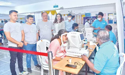 Ismaili CIVIC, an initiative by the Shia Ismaili Muslim Community, conducted a free medical camp on the premises of the Diamond Jubilee High School in Hyderabad on Sunday	Photo: Adula Krishna