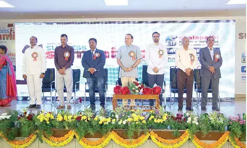 Dignitaries at the success summit of Chalapathi Institute of Technology (Autonomous) at Mothadaka on Sunday