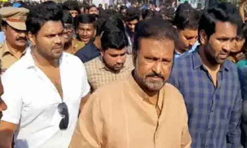 Actor Manchu Mohan Babu, his son Vishnu and Manoj