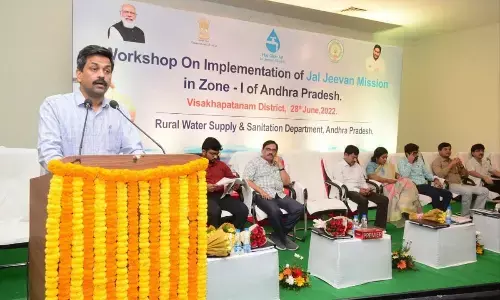Director of National Jal Jeevan Mission Pradeep Singh speaking at a workshop held in Visakhapatnam on Tuesday