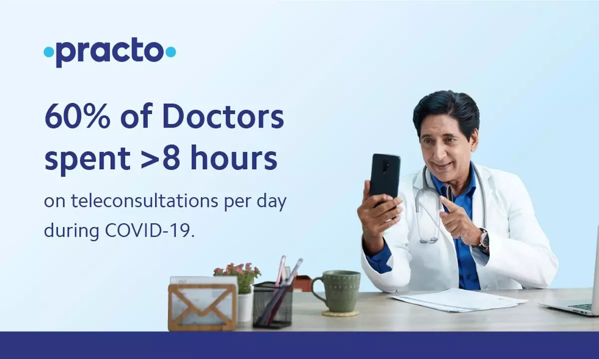 Going the extra mile: 60% of the doctors spent >8 hours on teleconsultations every day on Practo during COVID-19