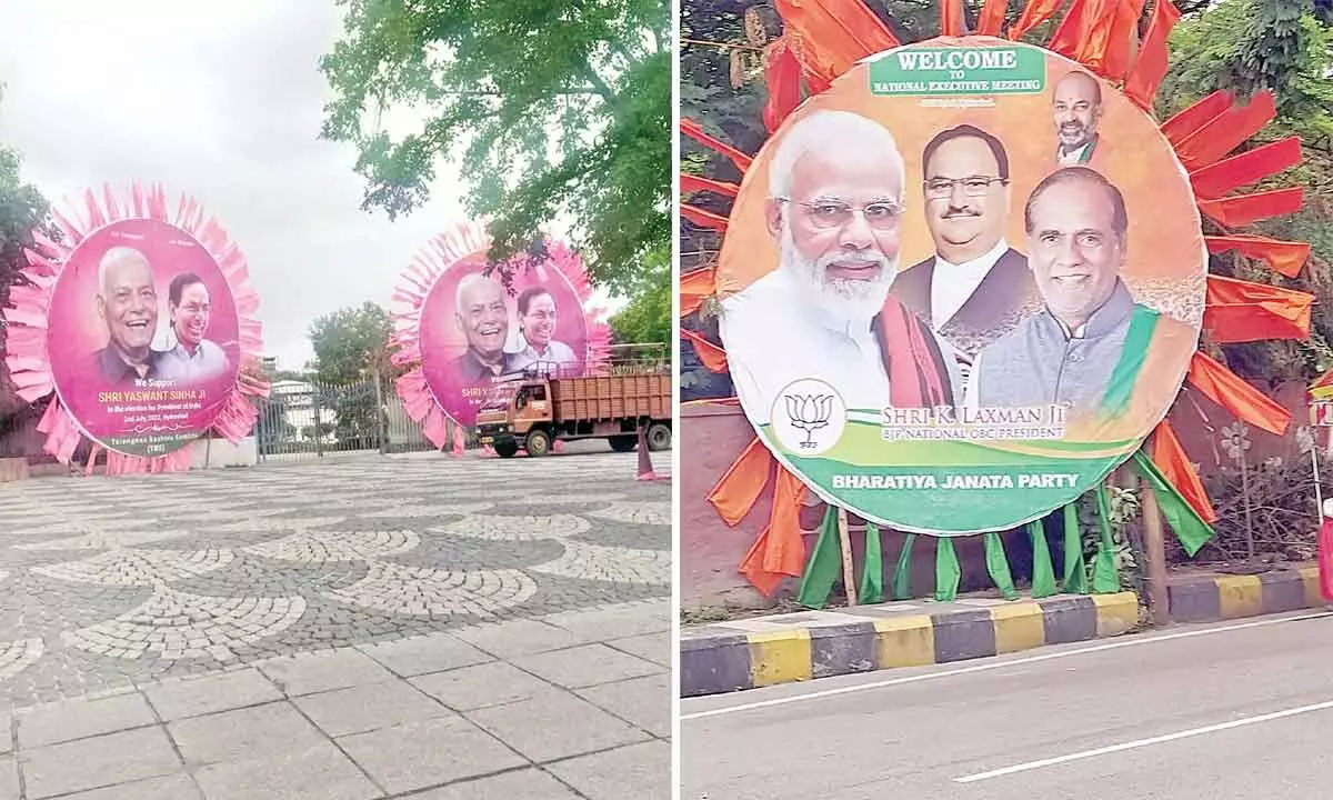 GHMC slaps penalties on TRS, BJP for illegal banners, posters
