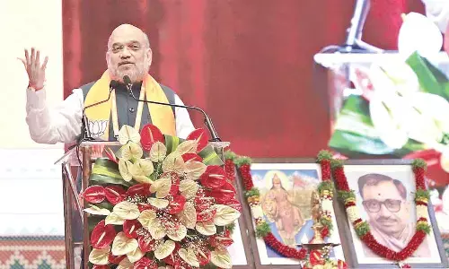 Union Home Minister Amit Shah speaks during the second day of the BJPs National Executive meeting, in Hyderabad on Sunday