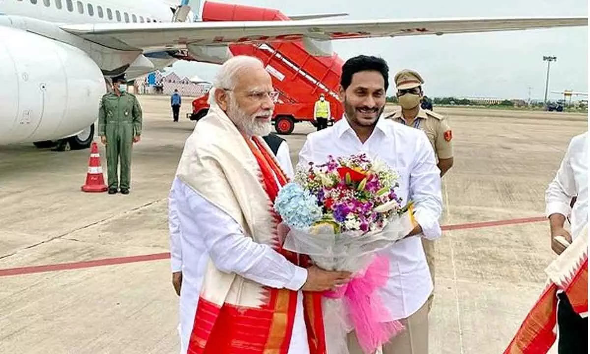 YS Jagan, governor gives warm welcome to PM Modi in Gannavaram