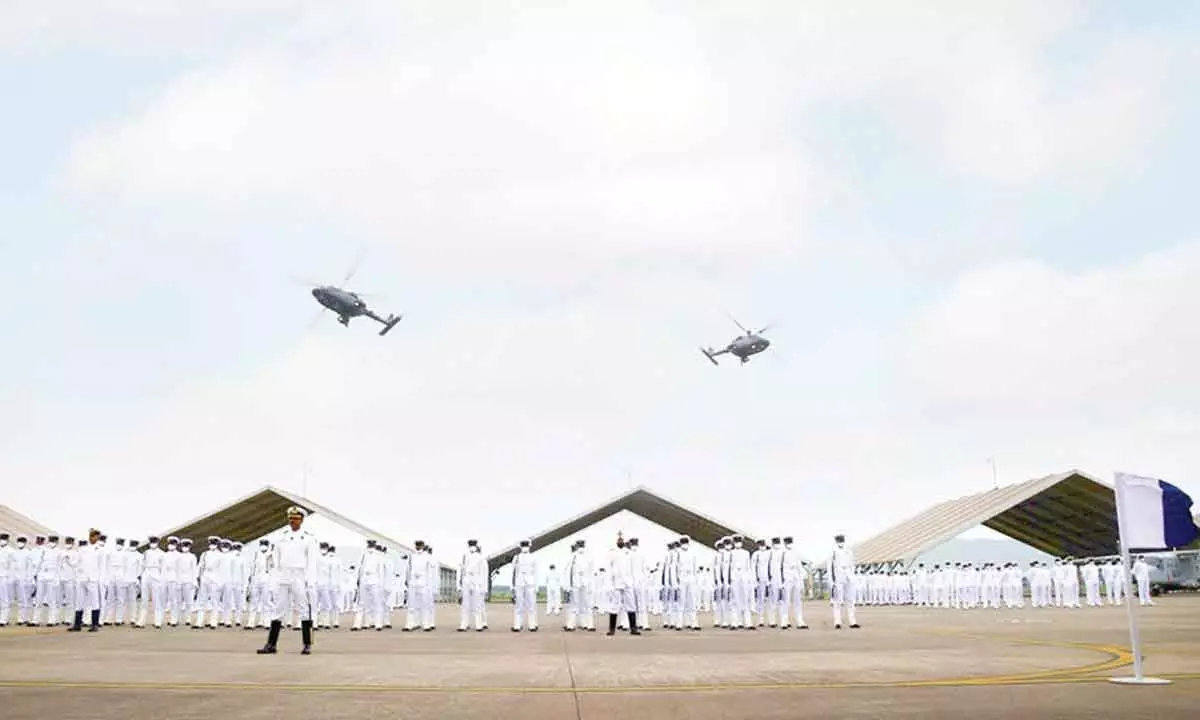 Commissioning ceremony of ALH Squadron INAS 324 at INS Dega in Visakhapatnam on Monday
