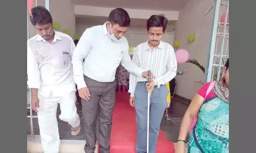 Disabled undergoing medical checkup at the Sadaran camp conducted at Silver Jubilee College in Kurnool on Monday.