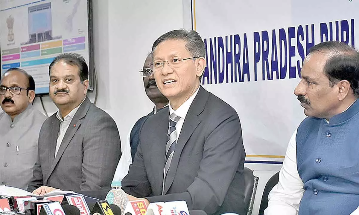 APPSC chairman Gautam Sawang addresses the media after releasing  2018 Group 1 results at APPSC office in Vijayawada on  Tuesday  	(Hans photo: Ch Venkata Mastan )