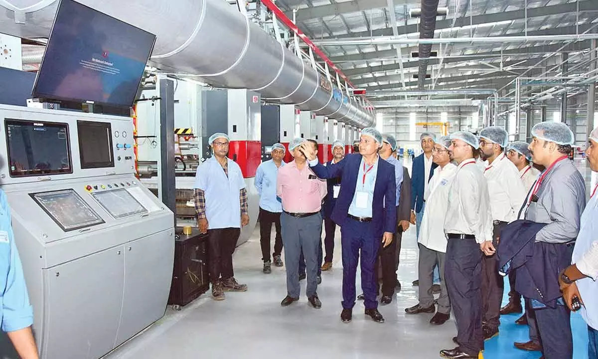 Chairman of ‘Paharpur 3P’ Gaurav Swarup at the plant after its inauguration in Sri City on Wednesday.