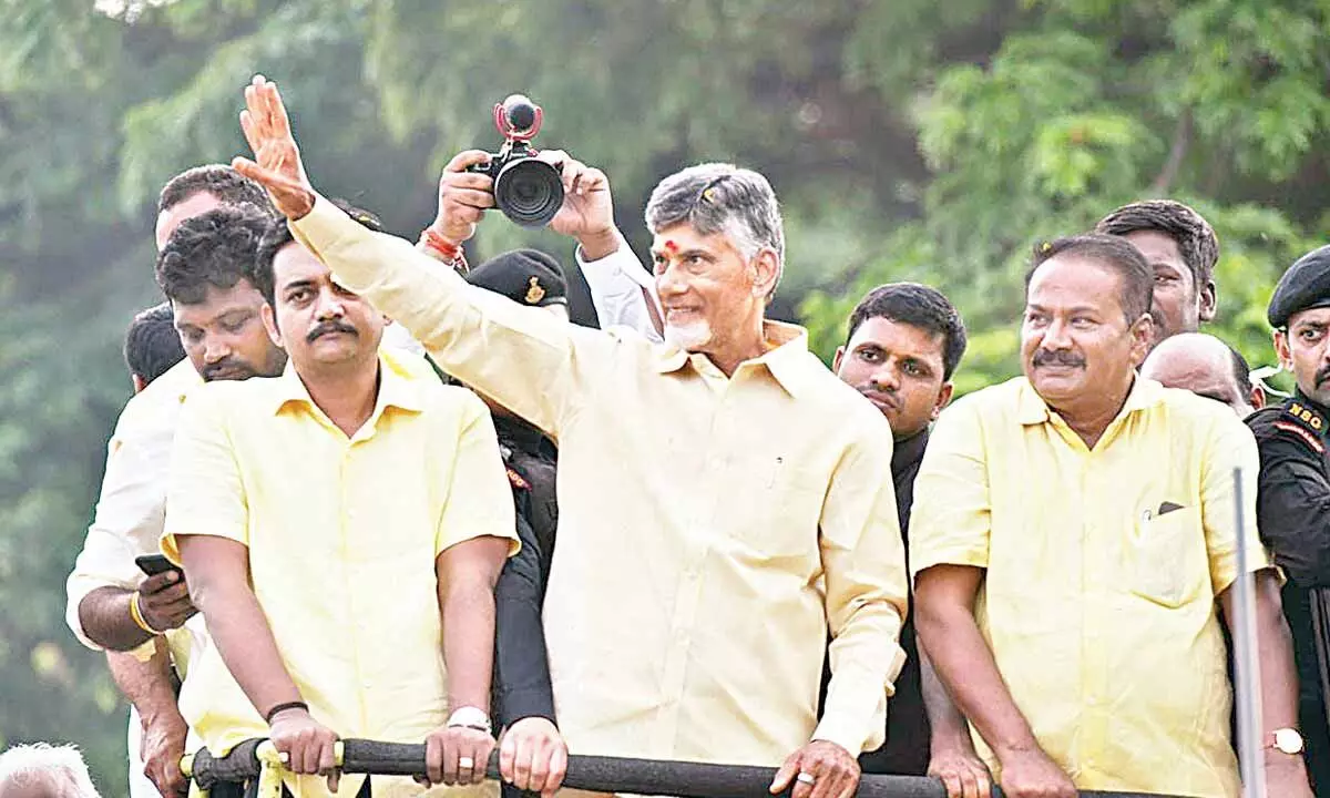 TDP chief N Chandrababu Naidu seen wearing a ring to his left index finger during his visit to Annamayya district.