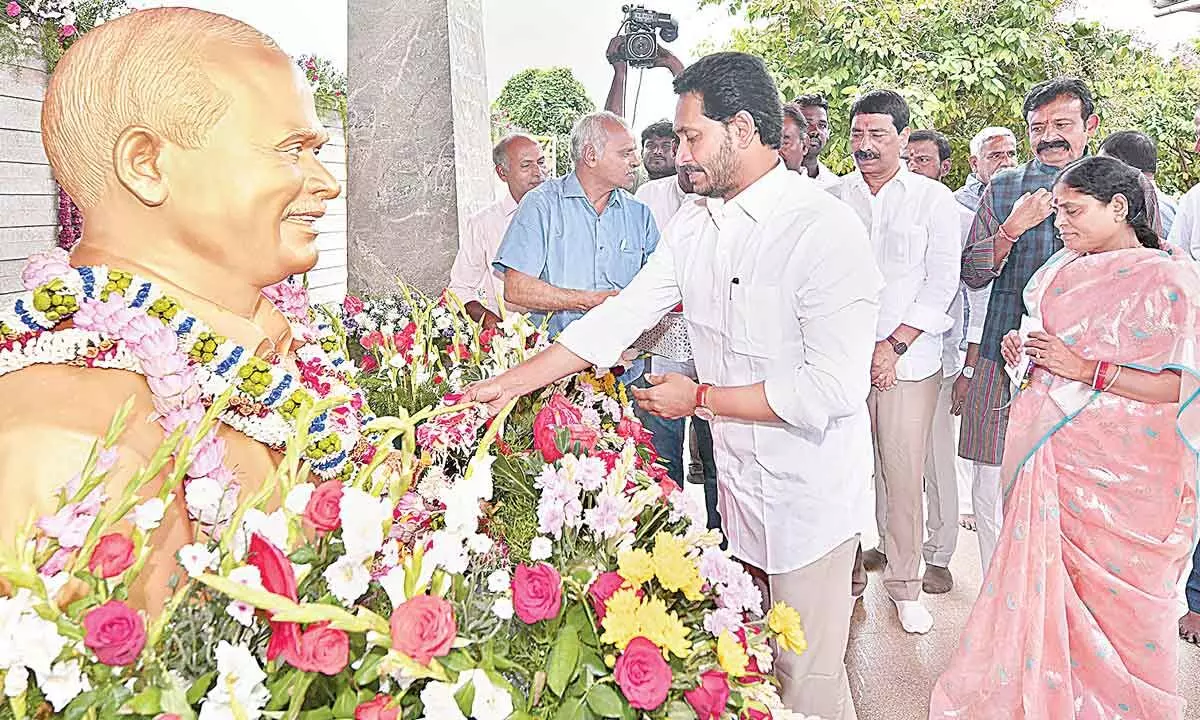 Chief Minister  Y S Jagan Mohan Reddy with his mother Vijayamma during the two-day plenary session of the YSR Congress Party in Guntur district on Friday