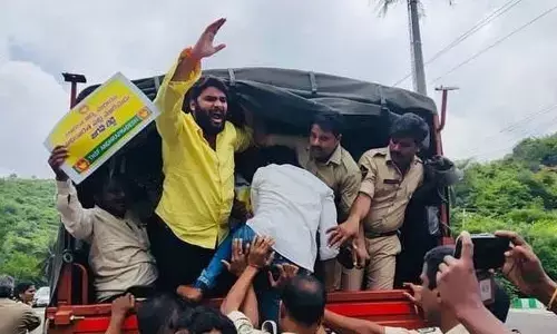 AP TNSF leaders taken into police custody in Visakhapatnam on Saturday