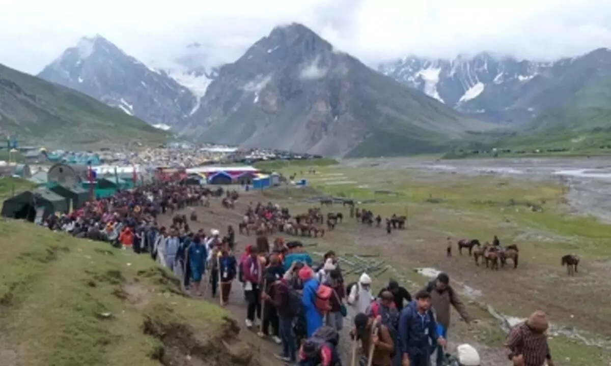 Over 7,100 pilgrims leave for Amarnath cave shrine from base camp