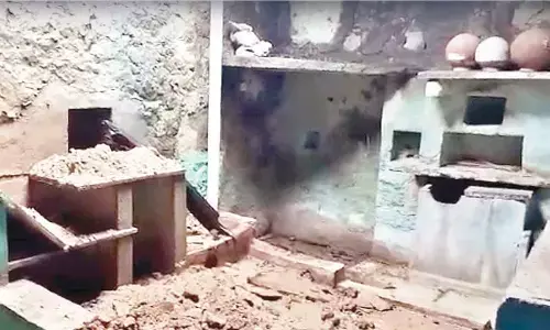 A house damaged due to heavy rains in Uppununtala mandal of erstwhile Mahbubnagar district on Tuesday