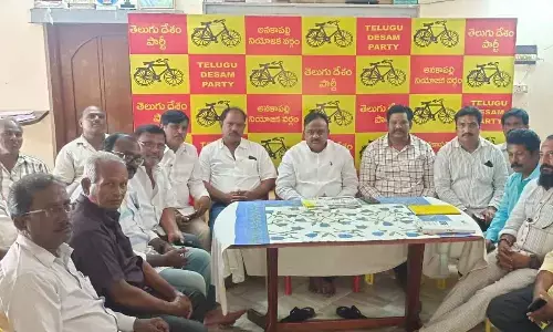 TDP former MLA Peela Govinda Satyanarayana speaking to the media in Anakapalli on Tuesday