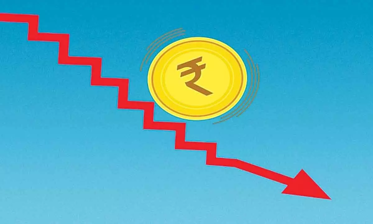 Re further drops 9 paise to record low of 79.90/USD